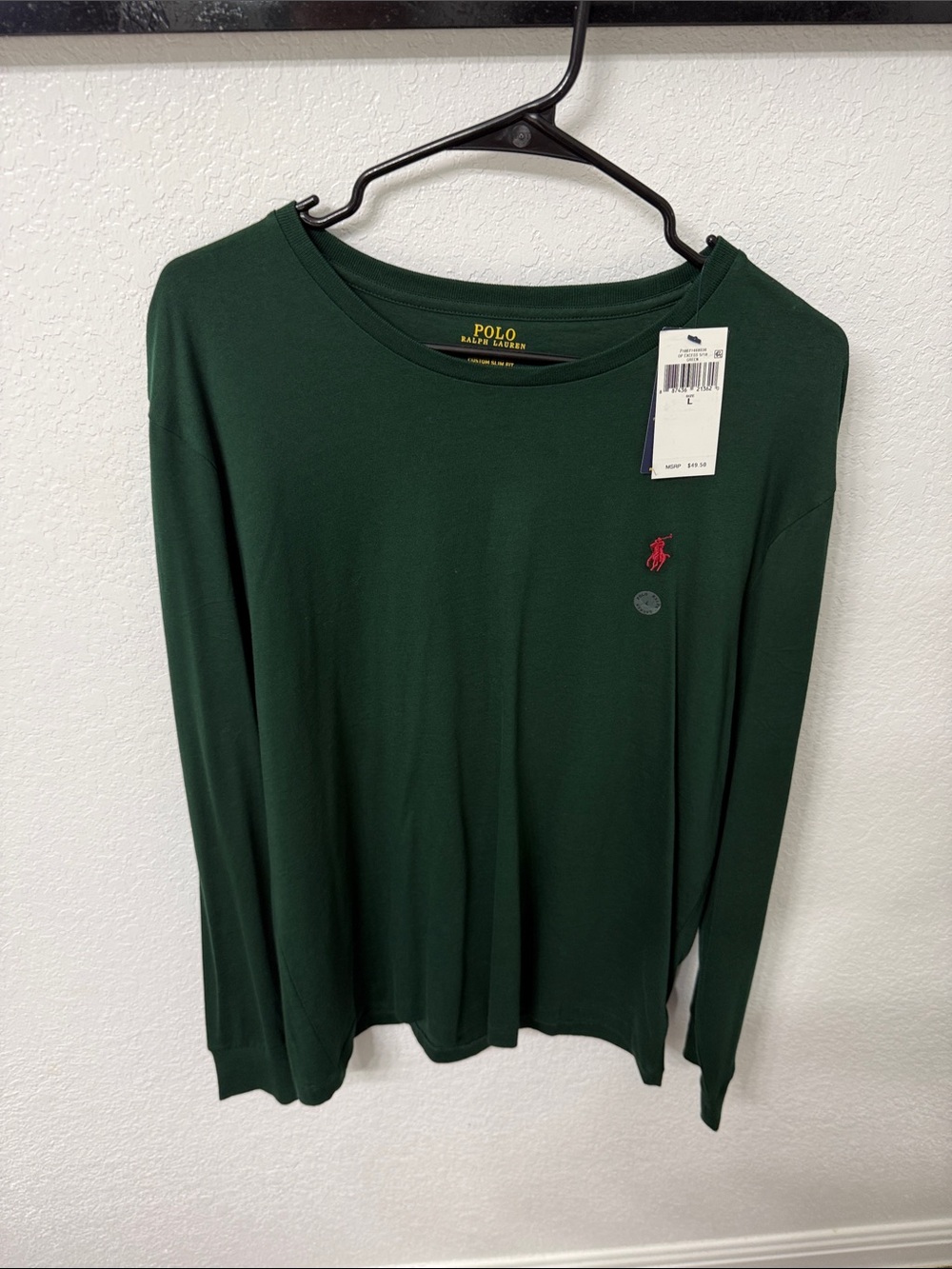 Polo by Ralph Lauren Forest Green Long Sleeve Tee with Red Logo